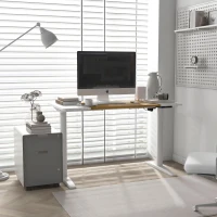 Vinsetto Secretária Elétrica de Pé Secretária Elevatória de Altura Ajustável com Função de Memória 120x60x71-116 cm Branco e Madeira(m-2)