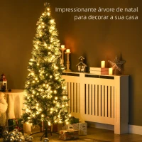 HOMCOM Árvore de Natal Artificial com 240 Luzes LED 618 Ramos Suporte de Aço e Formato Slim para Interior Ø68x180 cm Verde(m-4)