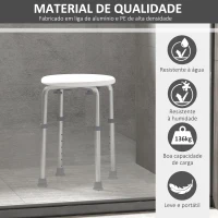 HOMCOM Banco de Duche Banco de Segurança para Duche com Altura Ajustável 32,2x41x35,5-54cm Branco(m-6)