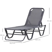 Outsunny Espreguiçadeira de Jardim com Encosto Ajustável em 5 Posições de Alumínio e Textilene Exterior 163x58,5x91 cm Cinza(m-3)