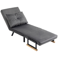 HOMCOM Scandinavian Design Recliner Chair, Lounger, Reading Chair. Incl. Button Tufted Pillow, Black + Natural