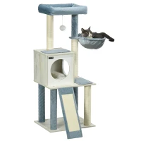 PawHut 114cm Cat Tree for Indoor Cats, with Scratching Posts, hammock, Bed, House(m-11)