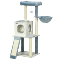 PawHut 114cm Cat Tree for Indoor Cats, with Scratching Posts, hammock, Bed, House(m-1)