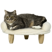 PawHut Huisdierbed voor katten en honden tot 5 kg/30 cm, wasbare pluche hoes, crèmekleurig, 47 x 40 x 20 cm