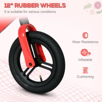 AIYAPLAY 12" Balance Bike, No Pedal Training Bike for Children with Adjustable Seat, 360° Rotation Handlebars - Red(m-5)