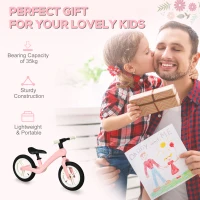 AIYAPLAY 12" Balance Bike, Lightweight No-Pedal Training Bike for Children with Adjustable Seat, Rubber Wheels - Pink(m-6)