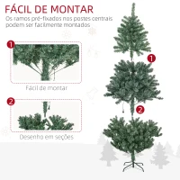 HOMCOM Árvore de Natal Artificial com 150 Luzes LED 650 Ramos e 100 Decorações para Interior Aço Ø106x180 cm Verde(m-7)
