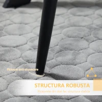 HOMCOM Scaune de Luat Masa Set de 2 Scaune de luat Masa, Scaune de Bucatarie Moderne din Tesatura de Catifea cu Spatar cu Canale si Picioare din Otel pentru Camera de Luat Masa, Camera de Zi, Gri(m-6)