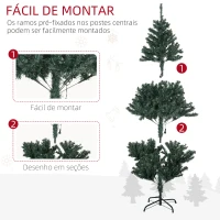 HOMCOM Árvore de Natal Artificial com 100 Luzes LED 472 Ramos e 80 Decorações para Interior Aço Ø91x150 cm Verde(m-7)