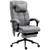 Vinsetto Office Chair, 6 Point Massage Desk Chair, Computer Chair with Footrest & Head Pillow, 360° Swivel Recliner Chair for Home Office, Grey(m-11)