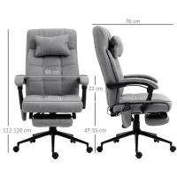Vinsetto Office Chair, 6 Point Massage Desk Chair, Computer Chair with Footrest & Head Pillow, 360° Swivel Recliner Chair for Home Office, Grey(m-3)