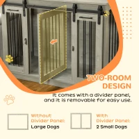 PawHut Dog Crate Furniture for Large Dogs, Double Dog Cage for Small Dogs, with Divider - Grey(m-5)