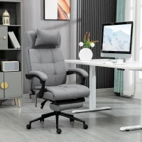 Vinsetto Office Chair, 6 Point Massage Desk Chair, Computer Chair with Footrest & Head Pillow, 360° Swivel Recliner Chair for Home Office, Grey(m-2)