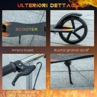 HOMCOM Monopattino per Bambini 7-14 Anni con Manubrio Regolabile su 3 Altezze, 86x35x93/98/103 cm, Nero(m-6)