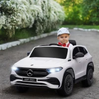 HOMCOM Elektrische kinderauto, gelicenseerde Mercedes-Benz EQA, 3-8 km/u, muziek, koplampen, claxon, afstandsbediening, wit(m-2)