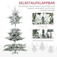 HOMCOM Kerstboom, Kunstspar, 1,80 m groot, weelderige vorm, levensecht uiterlijk, sneeuwbedekte takken, dennenappels(m-6)