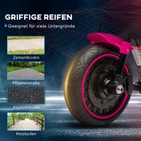 HOMCOM Elektrische kindermotorfiets met zijwieltjes, koplamp, 1,5 tot 3 km/u, roze(m-6)
