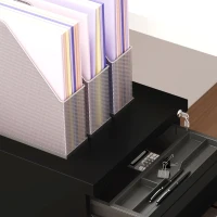 Vinsetto 3-Drawer Mobile Filing Cabinet with Pencil Tray, Steel Lockable File Cabinet for Letter, A4 and Legal Size, Pre-Assembled Body, Black(m-9)