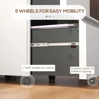 Vinsetto 2-Drawer Mobile Filing Cabinet, Steel Lockable File Cabinet for Letter, A4 and Legal Size, Pre-Assembled Body, White(m-7)