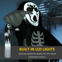 HOMCOM 12ft Inflatable Halloween Skeleton Ghost, Blow-Up Outdoor LED Display with LED Lights for Garden, Party, Holiday(m-5)