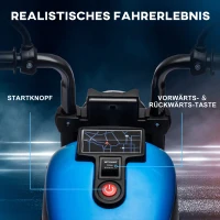 HOMCOM Elektrische kindermotorfiets, met koplamp, 3 km/u, Blauw + Zwart(m-4)