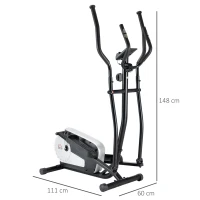 HOMCOM Elliptical Cross Trainer, Home Cardio Workout Machine with Eight Level Magnetic Resistance, LCD Monitor, Heart Rate Sensor, Two Wheels(m-3)