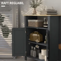 kleankin Dulap de Depozitare de Podea pentru Baie, Dulap de Baie Independent cu Usi Duble si Raft Reglabil, Gri(m-5)