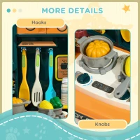 AIYAPLAY Toy Kitchen, 77-Piece Kids Play Kitchen Role Playing Game, with Sound and Light, Water Spray, Running Water(m-8)