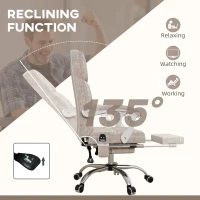 Vinsetto Massage Office Chair, Ergonomic Desk Chair, Comfy Work Study Chair with Heat, Padded Seat, 135° Reclining Back and Footrest for Home Office, Beige(m-6)