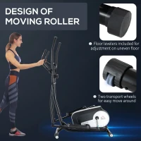 HOMCOM Elliptical Cross Trainer, Home Cardio Workout Machine with Eight Level Magnetic Resistance, LCD Monitor, Heart Rate Sensor, Two Wheels(m-5)