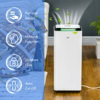 HOMCOM 3500mL Portable Dehumidifier with Air Purifier, 24H Timer, 5 Modes, 16L/Day, for Home Laundry, White(m-8)