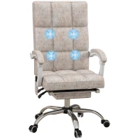 Vinsetto Massage Office Chair, Ergonomic Desk Chair, Comfy Work Study Chair with Heat, Padded Seat, 135° Reclining Back and Footrest for Home Office, Beige(m-11)