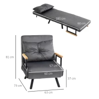 HOMCOM Scandinavian Design Recliner Chair, Lounger, Reading Chair. Incl. Button Tufted Pillow, Black + Natural(m-3)