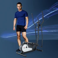 HOMCOM Elliptical Cross Trainer, Home Cardio Workout Machine with Eight Level Magnetic Resistance, LCD Monitor, Heart Rate Sensor, Two Wheels(m-10)