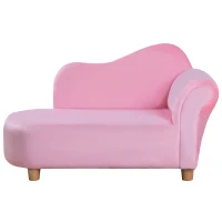 HOMCOM Divano per Bambini Imbottito con Rivestimento Morbido e Piedini in Legno, 80x40x49cm, Rosa(m-10)