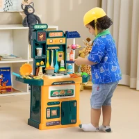 AIYAPLAY Toy Kitchen, 77-Piece Kids Play Kitchen Role Playing Game, with Sound and Light, Water Spray, Running Water(m-2)