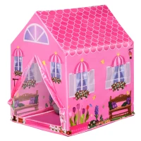 HOMCOM Tente Enfant Tente de Jeu Tente Chateau de Princesse dim. 93L x 69l x 103H cm 2 Portes Polyester Rose(m-10)