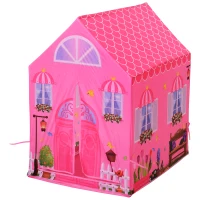 HOMCOM Tenda da Gioco Rosa per Bambina, 3+ Anni (93 x 69 x 103 cm), Idea Regalo, tema Principessa(m-10)