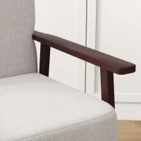 HOMCOM Poltrona a Dondolo in Tessuto Effetto Lino e Legno con Braccioli e Cuscini, 66x78x76 cm, Beige e Marrone(m-8)