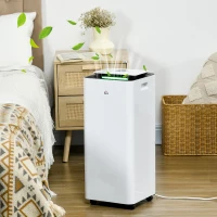 HOMCOM 3500mL Portable Dehumidifier with Air Purifier, 24H Timer, 5 Modes, 16L/Day, for Home Laundry, White(m-10)