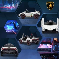 HOMCOM Voiture électrique licence Lamborghini Veneno 12V pour enfants avec portes papillon télécommande musique blanc(m-9)