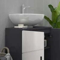 kleankin Pedestal Sink Bathroom Cabinet, Bathroom Vanity Unit with 20 x 20cm "U" Cut-Out and Adjustable Shelf, Light Grey(m-8)