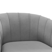 HOMCOM Scaun de Efect din Material Textil, Fotoliu din Catifea, Fotoliu Modern pentru Camera de Zi cu Picioare Metalice Aurii si Captuseala Groasa pentru Dormitor, Gri(m-6)