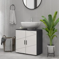 kleankin Pedestal Sink Bathroom Cabinet, Bathroom Vanity Unit with 20 x 20cm "U" Cut-Out and Adjustable Shelf, Light Grey(m-10)