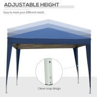 Outsunny 3 x 3 m Garden Pop Up Gazebo, Wedding Party Tent Marquee, Water Resistant Awning Canopy with Sidewalls, Windows, Carry Bag, Blue(m-9)