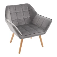 HOMCOM Accent Chair, Arm Chair with Wide Arms, Slanted Back, Thick Padding and Rubber Wooden Legs for Living Room Grey(m-10)