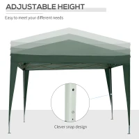 Outsunny 3 x 3 m Garden Pop Up Gazebo, Wedding Party Tent Marquee, Water Resistant Awning Canopy with Sidewalls, Windows, Carry Bag, Green(m-9)