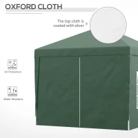 Outsunny 3 x 3 m Garden Pop Up Gazebo, Wedding Party Tent Marquee, Water Resistant Awning Canopy with Sidewalls, Windows, Carry Bag, Green(m-6)