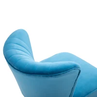 HOMCOM Velvet Accent Chair Occasional Tub Seat Padding Curved Back with Wood Frame Legs Home Furniture Blue(m-9)