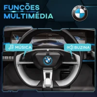 HOMCOM Carro Elétrico para Crianças BMW i4 12V com Controlo Remoto Música MP3 Ecrã Luzes e Cinto de Segurança 115x67x45 cm Preto(m-6)